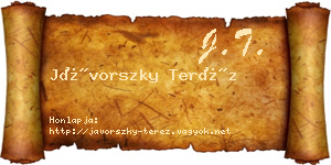 Jávorszky Teréz névjegykártya